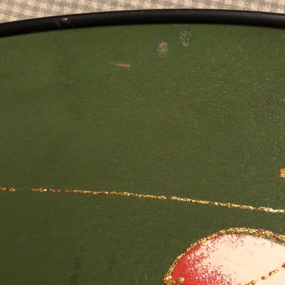 Vintage Serving Tray Fibre-ware TILSO Japan Green Red Ivory Gold Accents #OS022 - Picture 11 of 11